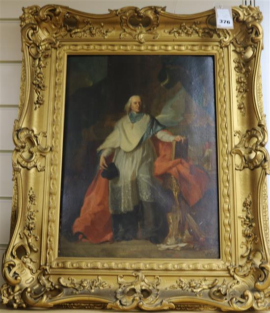 19th century French School, oil on panel, portrait of a Bishop, 43 x 32cm